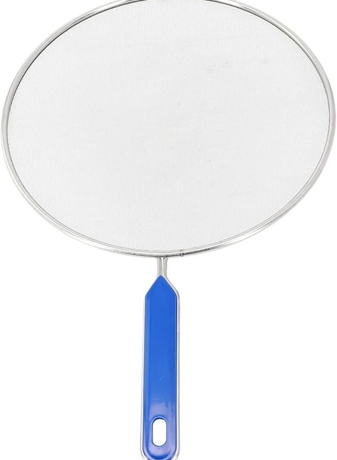 Stainless Steel Splatter Screen Set 4 Sizes 21 25 29 33 cm Silver Blue Anti Oil Splash Guard - Image 1